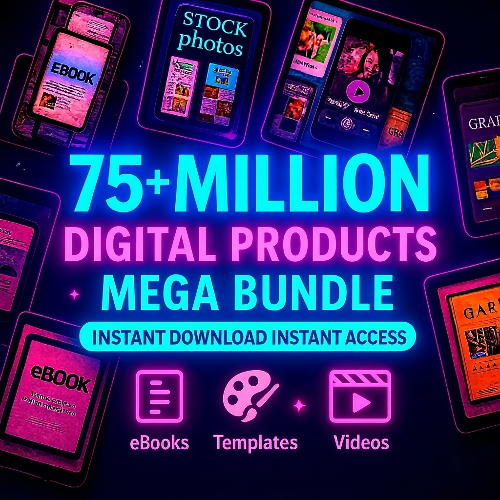 Seventy Five Million Plus Digital Products Mega Bundle with PLR and MRR Rights Including Ebooks and Templates Instant Download