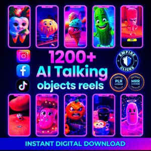 1200+ AI Talking Object Videos | Viral Reels Bundle PLR MRR | Faceless Content Pack for TikTok, Instagram Reels & YouTube Shorts