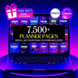 7500 Digital Planner Pages Bundle PLR MRR Editable Canva Templates w/ Resell Rights Business Sport Fitness Wellness Mindset Plr Planners