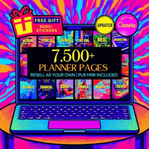 7500 Digital Planner Pages Bundle PLR MRR Editable Canva Templates w/ Resell Rights Business Sport Fitness Wellness Mindset Plr Planners